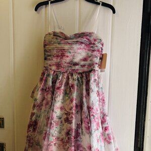 Brand new strapless floral print gown